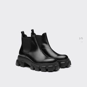 Prada monolith brushed leather chelsea boots
